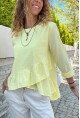 Kadın Sarı Eteği Katlı Fırfırlı Vual Bluz BST700-3571