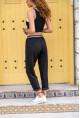 Kadın Siyah Beli Lastikli Cepli Rahat Kalıp Pantolon BST700-3523