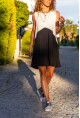 Kadın Siyah-Beyaz Ağ Kesim Color Block Kolsuz Salaş Elbise BST700-3581
