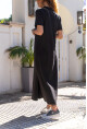 Kadın Siyah Polo Yaka Yanı Yırtmaçlı Uzun Elbise BST700-3525