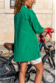 Kadın Yeşil Poplin Yanı Yırtmaçlı Oversize Uzun GömlekBST700-3518